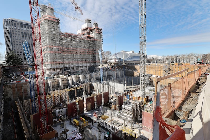 Renovation continues on The Church of Jesus Christ of Latter-day Saints’ Salt Lake Temple in Salt Lake City on Tuesday, March 22, 2022.
