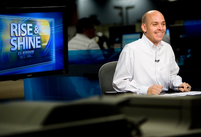 Sports journalist Greg Wrubell talks during a TV shoe