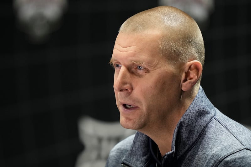 BYU coach Mark Pope addresses the media during Big 12 men’s basketball media day on Oct. 18, 2023, in Kansas City, Mo.
