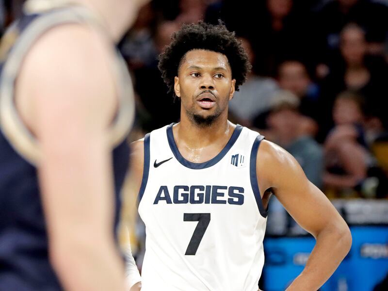 Dexter Akanno a 6-foot-5 graduate guard, landed at Utah State last May following stints at Oregon State and Marquette.