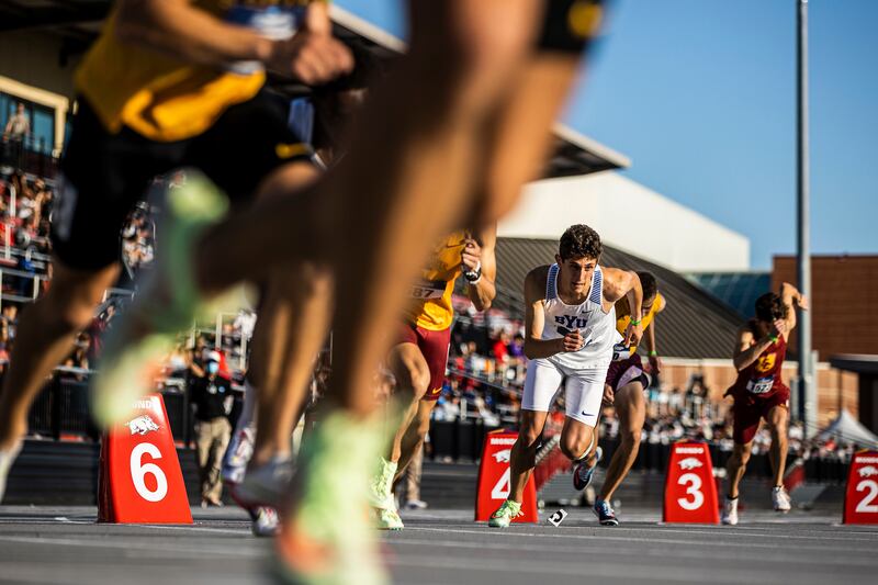 Sebastian Fernandez competes in the 800 meters at the NCAA West Preliminaries in Fayetteville, Arkansas, last month.