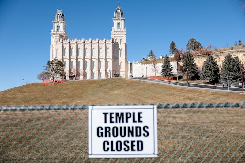 The Manti Utah Temple of The Church of Jesus Christ of Latter-day Saints, which is closed for renovation.