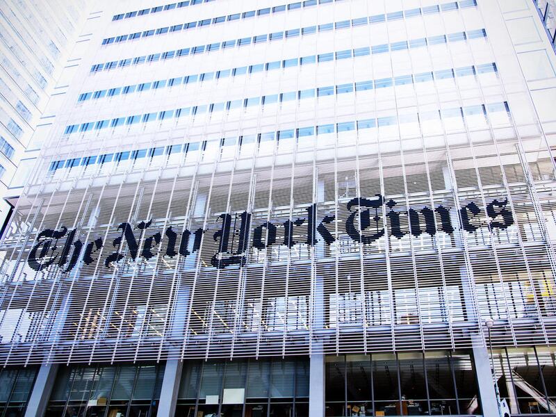 Front of the New York Times building.