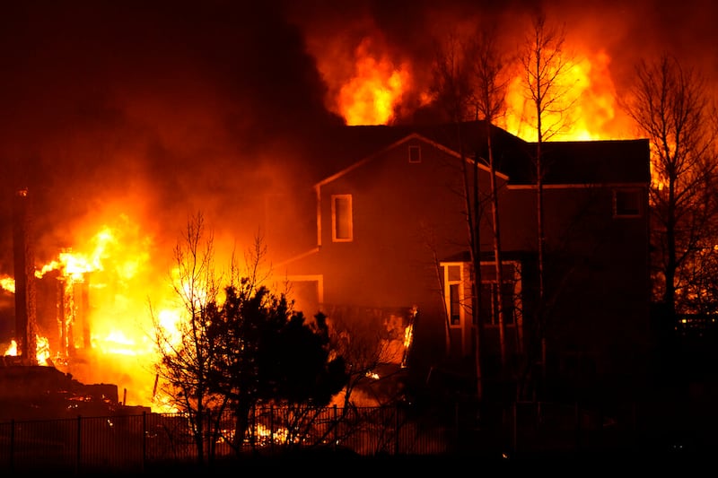 Homes burn in Superior, Colorado.