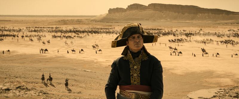 Joaquin Phoenix in “Napoleon,” premiering in theaters around the world on Nov. 22.