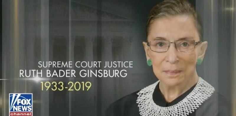 "Fox & Friends" aired the above image Monday implying that Supreme Court Justice Ruth Bader Ginsburg had passed away.