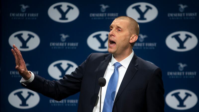 BYU introduces Mark Pope as their new men’s head basketball coach at a press conference at the BYU Broadcast Building in Provo on Wednesday, April 10, 2019.