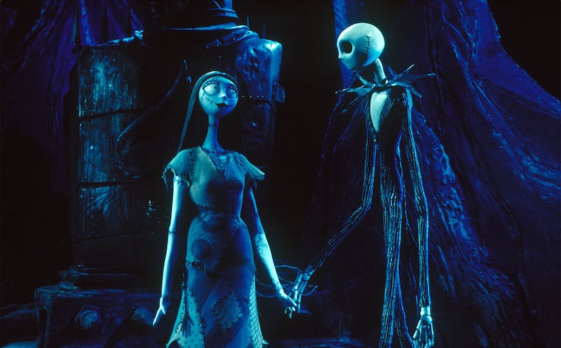(L-R) Sally (Catherine O’Hara), Jack Skellington (Chris Sarandon) in “Tim Burton’s The Nightmare Before Christmas.” ©Disney Enterprises, Inc. All rights reserved.