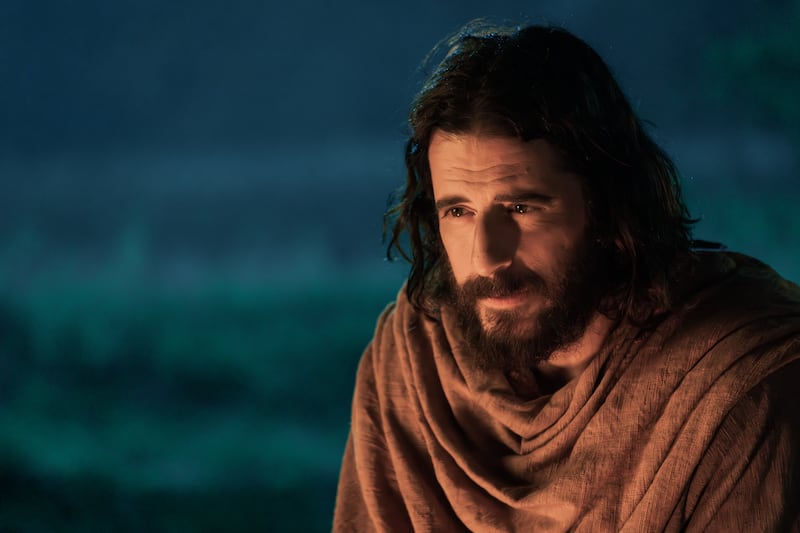 Jesus (Jonathan Roumie) stares intently in a still from Season 4.