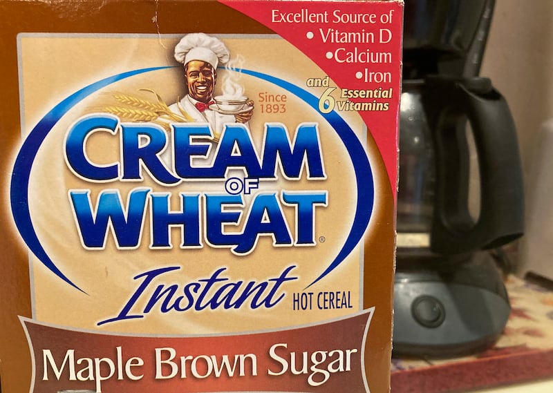 A box of Cream of Wheat is displayed on a counter, Thursday, June 18, 2020 in White Plains, N.Y. Cream of Wheat and Mrs. Butterworth are the latest brands reckoning with racially charged logos. B&G Foods Inc., which makes Cream of Wheat hot cereal, said it is initiating “an immediate review” of its packaging.