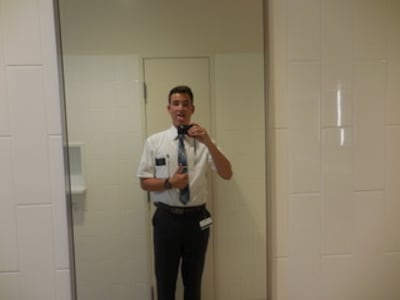 Nate Clyde serving a mission for the Church of Jesus Christ of Latter-day Saints in the Provo Missionary Training Center, August 2017.