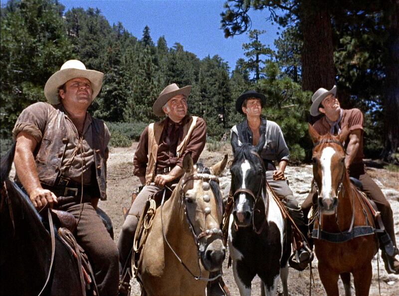 Dan Blocker, left, Lorne Greene, Michael Landon and Pernell Roberts in the iconic western series "Bonanza."