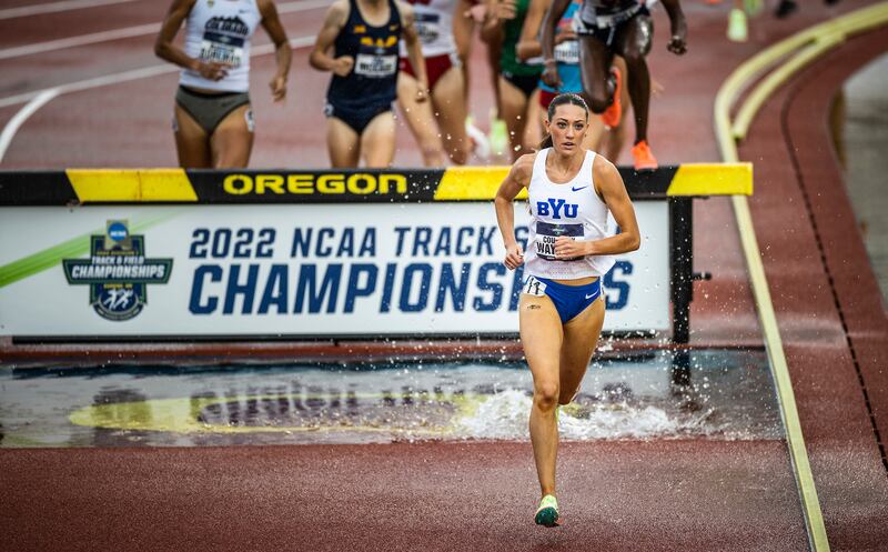BYU’s Courtney Wayment competes in the steeplechase at the 2022 NCAA Track and Field Outdoor Championships in Eugene, Oregon.
