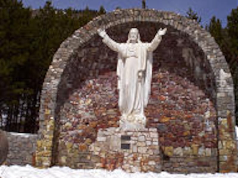"Christ of the Mines Shrine" is located 500 feet up the slope of Anvil Mountain north of Silverton, Colo.
