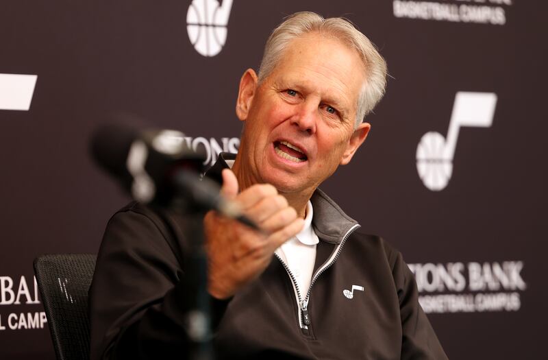 Utah Jazz CEO Danny Ainge answers a question during a press conference at the Zions Bank Basketball Campus in Salt Lake City on Monday, Sept. 12, 2022.