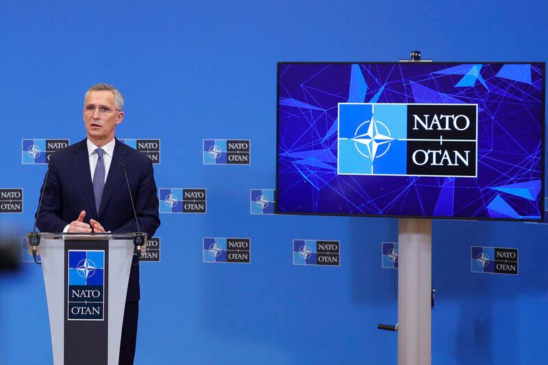 NATO Secretary-General Jens Stoltenberg in Brussels, Wednesday, Jan. 12, 2022.