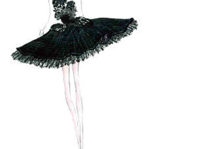 This artist sketch courtesy of Rodarte shows the sketch by Kate and Laura Mulleavy, of Rodarte, for the "Black Swan" ballet costume from the film "Black Swan." Film critics are abuzz over actress Natalie Portman's work in the new big-screen "Black Swan,"