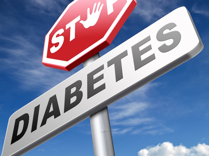 A street sign urges people to stop diabetes.