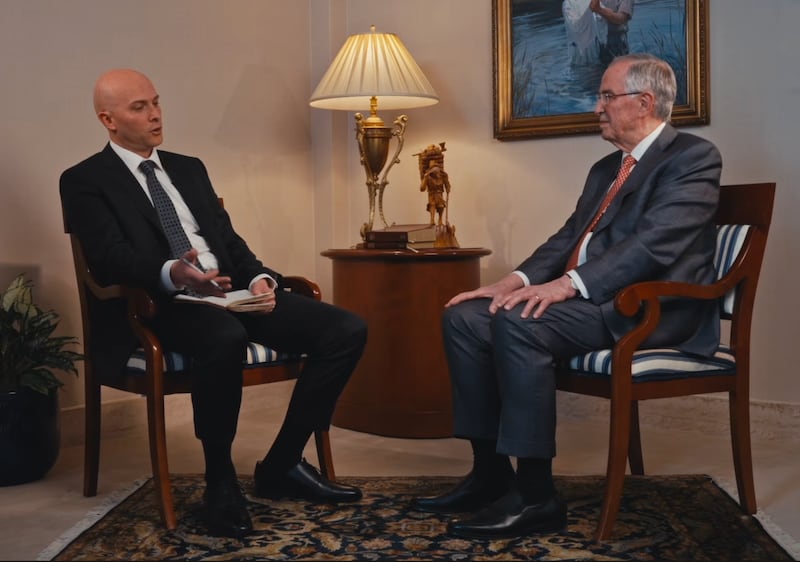 Elder Neil L. Andersen of the Quorum of the Twelve Apostles speaks with his son Derek Andersen in Salt Lake City, Utah, for a podcast episode to be published April 22, 2026, on "Divot," a podcast show by Derek Andersen.