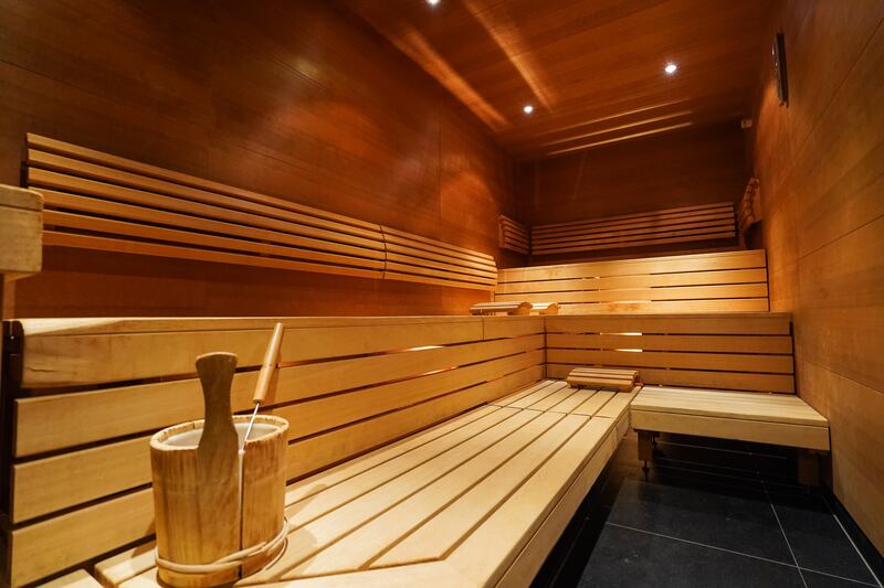 A sauna is pictured in this stock image.