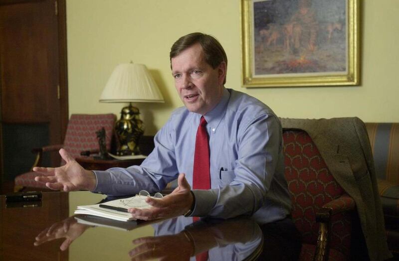 FILE - Former Utah Gov. Mike Leavitt during a Deseret News interview. Leavitt says a just-released audit of Western Governors University by the U.S. Department of Education's Office of Inspector General was a "sneak attack by the past on the future."