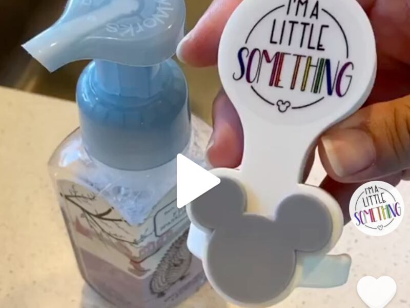 The video, which you can watch below, shows a user attaching a device to the top of a soap container. When pressed, the device released foam soap in the shape of Mickey Mouse ears.