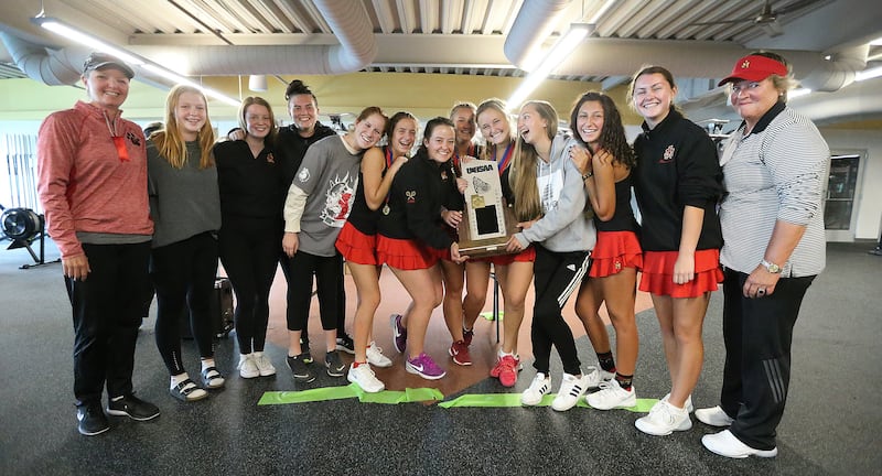 Girls state tennis championships on Saturday, Sept. 30, 2017.