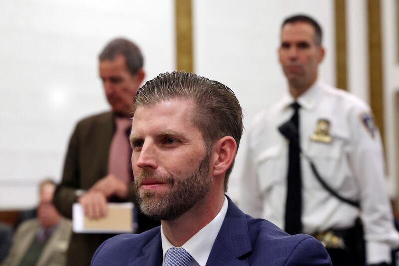 Donald Trump’s son and co-defendant Eric Trump appears during the Trump Organization’s civil fraud trial in New York.