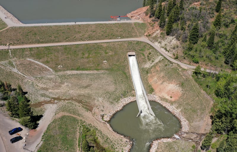 The dam at Tibble Fork Reservoir is pictured in American Fork Canyon on May 30, 2023.