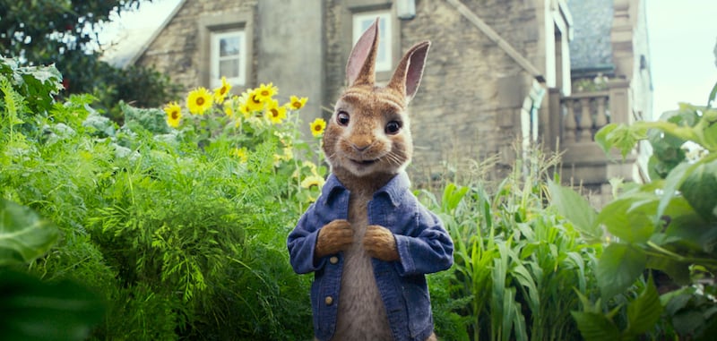 Peter Rabbit (James Corden) in “Peter Rabbit.”