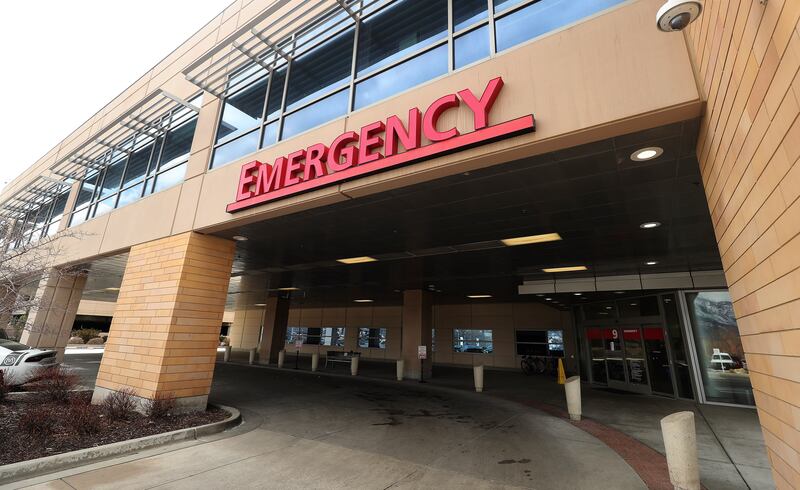 The entrance to the emergency room at Intermountain Medical Center in Murray on March 8, 2020.