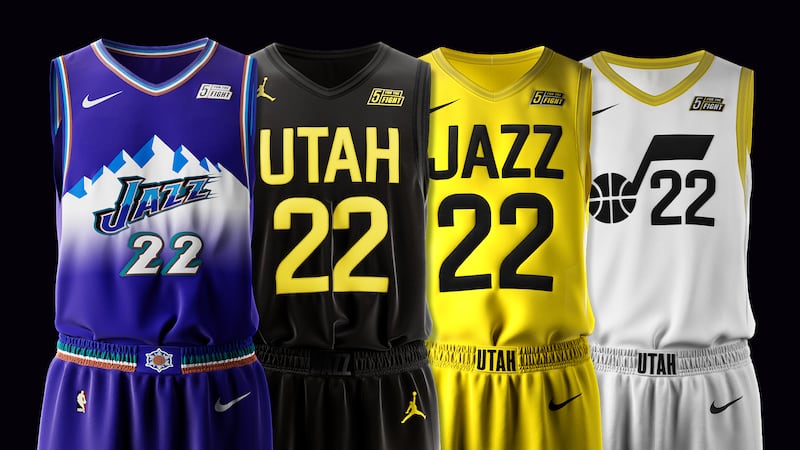 The Utah Jazz unveiled its rebrand, which includes three jerseys that utilize yellow, black and white and the return of the purple mountain jerseys.