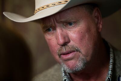 Mark Whitney, Beaver County Commissioner, speaks about the opioid addiction problem in his county during a press conference at the Capitol in Salt Lake City on Thursday, May 31, 2018.
Utah Attorney General Sean Reyes announced the state is filing a law