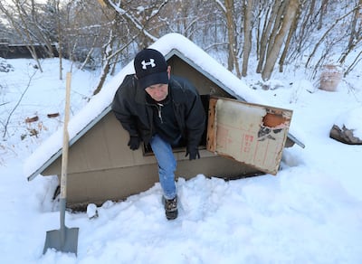 Steve Andersen climbs out of the dried up water well at his home in Emigration Canyon on Friday, Dec. 28, 2018. The creek is dry at their home also. The creek is also dry at their home.
