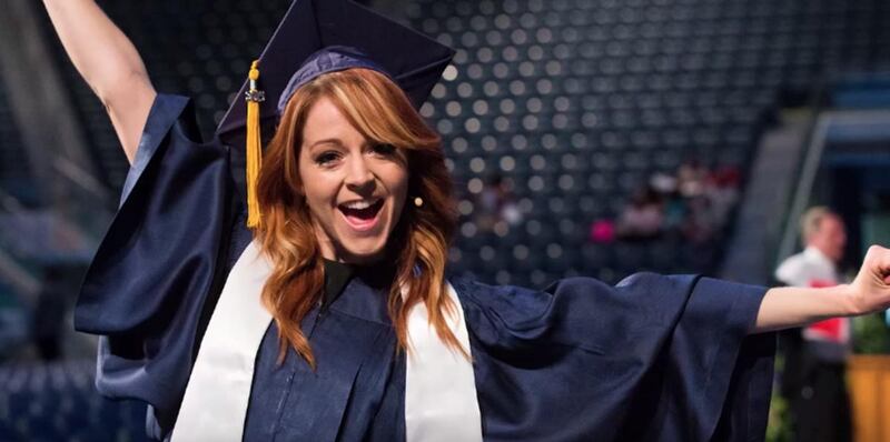 Lindsey Stirling performed at her graduation ceremony from Brigham Young University.