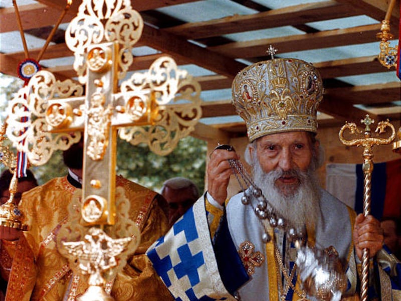 FILE - Patriarch Pavle, the head of the Serbian Orthodox church is seen in this May 16 2008 file photo. Serbian Orthodox Church says its head Patriarch Pavle has died Sunday, Nov. 15, 2009 in Belgrade. He was 95. Pavle, who led the church from 1990, has b