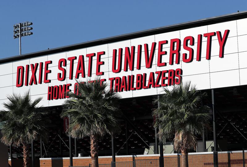Dixie State University’s football stadium in St. George is pictured on Sunday, Oct. 11, 2020.