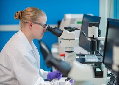 A lab technician works at Salt Lake City's Recursion Pharmaceuticals. A new report from the Gardner Policy Institute found Utah's life sciences industry is a growing, and resilient, economic powerhouse.