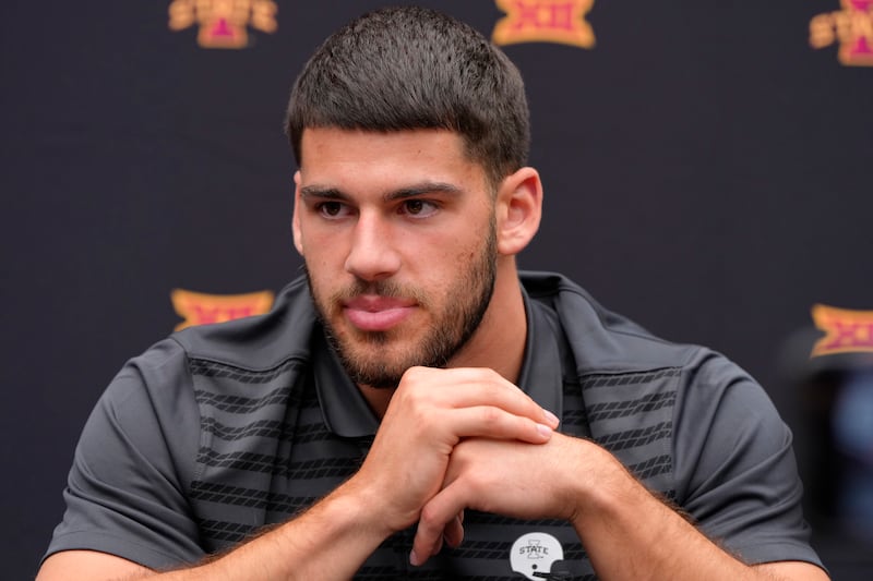 Iowa State defensive back Beau Freyler answers questions during Big 12 media days in Las Vegas, Tuesday, July 9, 2024.