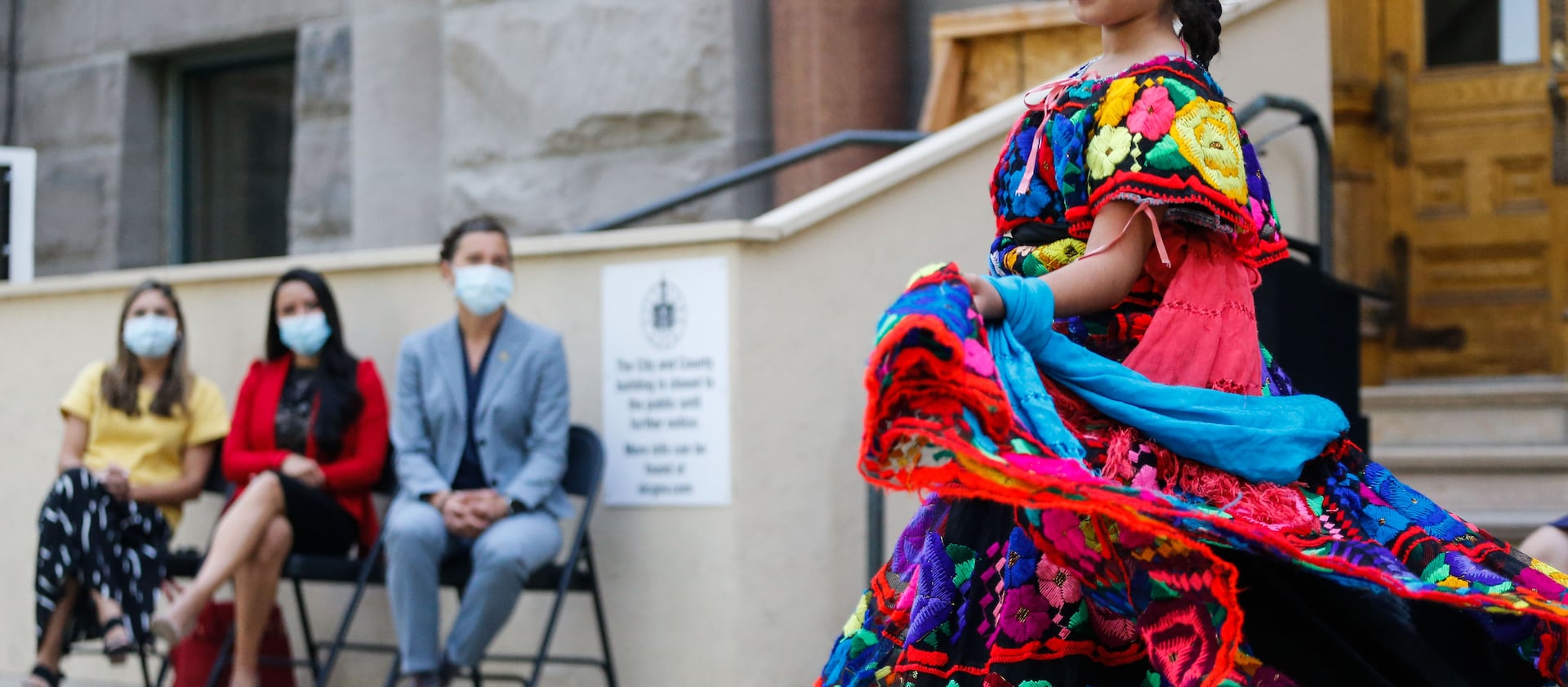 Mili Silos, 11, performs a traditional ballet folklorico during a celebration to mark the start of Hispanic Heritage Month.