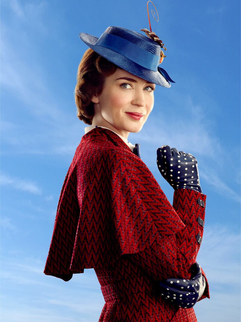 Mary Poppins (Emily Blunt) in “Mary Poppins Returns,” a sequel to the 1964 classic.