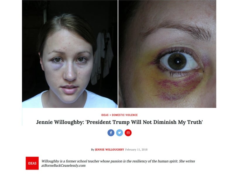 Colbie Holderness is pictured along with Jennie Willoughby's opinion piece on Time.com. Holderness and Willoughby, Rob Porter's ex-wives, both had pieces published in national news publications this week.