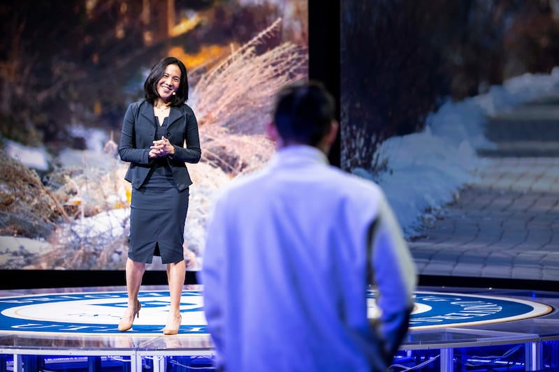 Angela Duckworth, author of the bestseller “Grit,” answers a student question after a BYU forum on Feb. 28, 2023.