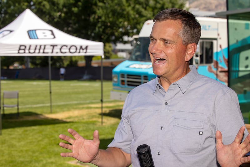 Nick Greer, co-founder of Built Brands, discusses his company’s name, image and likeness agreement with BYU during a press conference on Friday, Aug. 13, 2021.