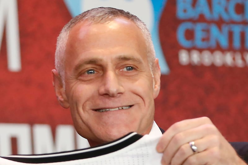 Former Barclays Center CEO Brett Yormark is shown during a press conference at Barclays Center in the Brooklyn.