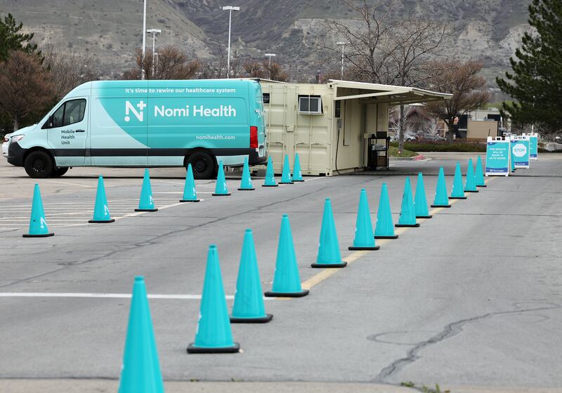 The Nomi Health COVID-19 testing site in the north parking lot of the Provo Towne Center.