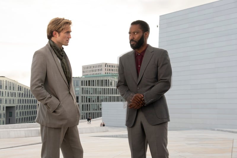 Robert Pattinson and John David Washington in Warner Bros. Pictures’ “Tenet.”
