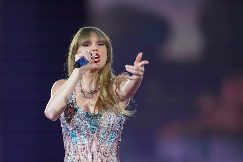 Taylor Swift performs as part of the “Eras Tour” at the Tokyo Dome on Feb. 7, 2024, in Tokyo.