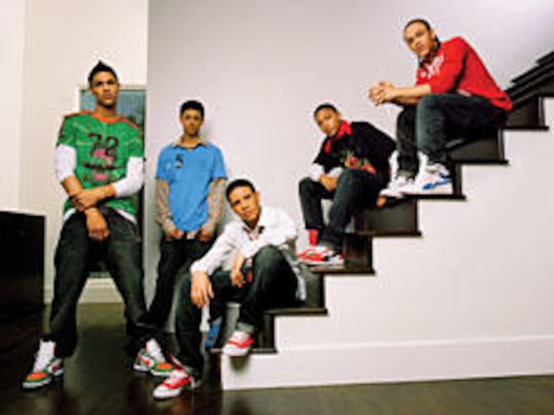 The musical group B5: Patrick, left, Kelly, Bryan, Carnell and Dustin.
