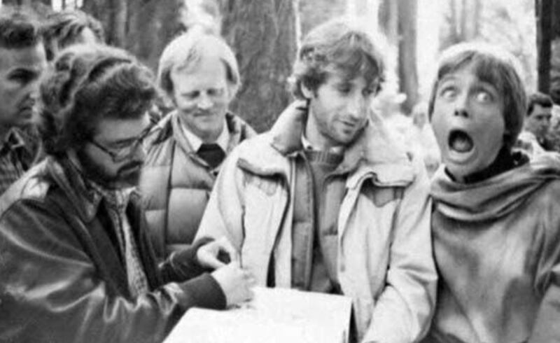 Star Wars fan @JessTrouper tweeted a photograph Tuesday that shows a young Hamill on the set of Star Wars with his jaw gaping open.